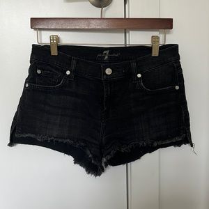7 for all mankind cutoff black denim shorts, size 26